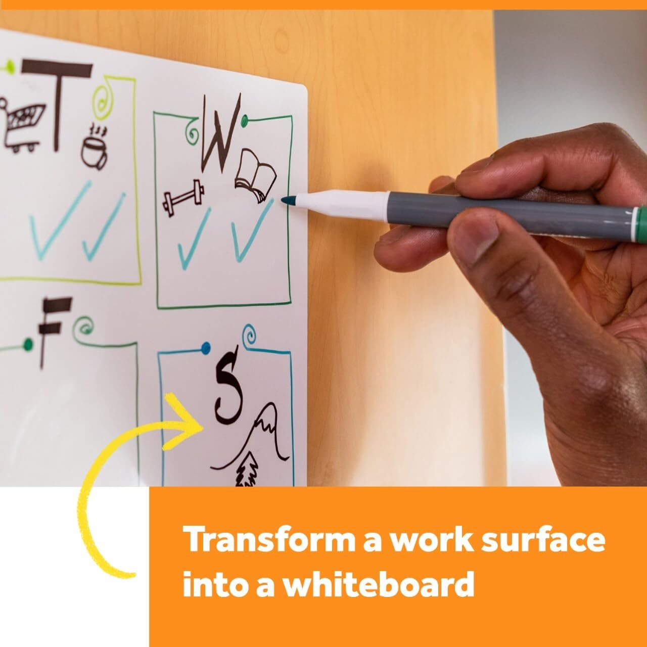 Post-it Dry Erase Peel-and-Stick Whiteboard Film – 3 ft × 2 ft, Removable Writable Surface