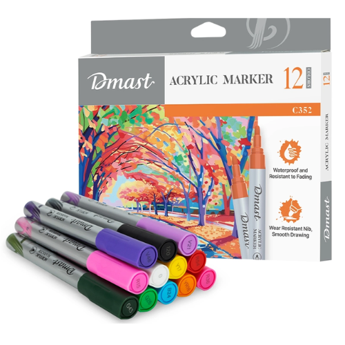Dmast Acrylic Marker Bullet Tip 2mm 12 Color