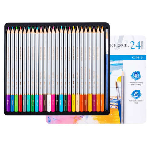 Dmast Water Color Pencil 24 Colors With Brush