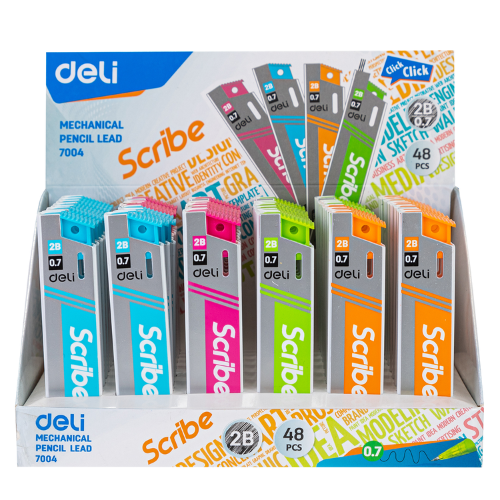 Deli Mechanical Pencil Lead 0.7mm/2B (1X48)