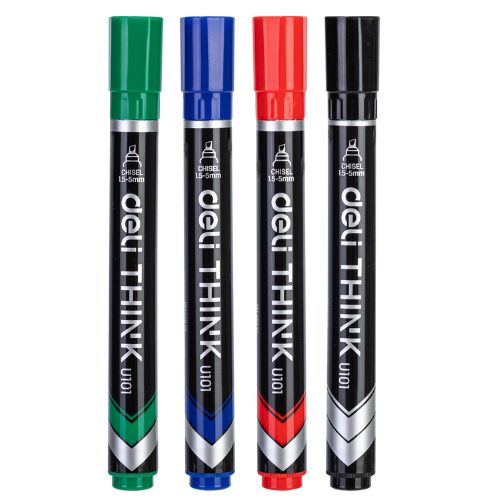 Permanent Marker Chisel 1.5-5mm(Bk,Rd,Bl,Gr)