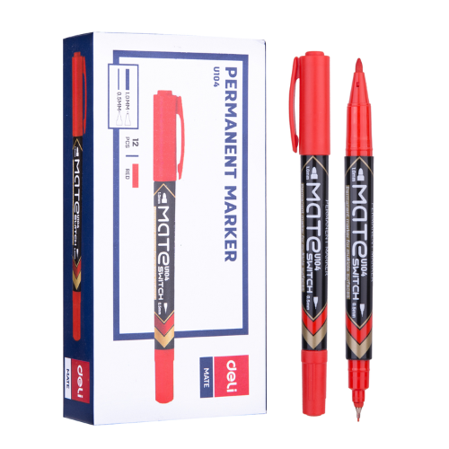 Dual Tip Permanent Marker 0.5mm/1m(1x12)Red