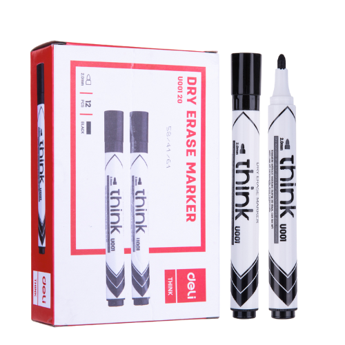 Dry Erase Marker Bullet Think Black (1x12)