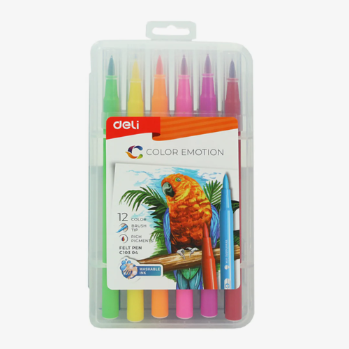 Washable Felt Pen 12 Color Brush Tip