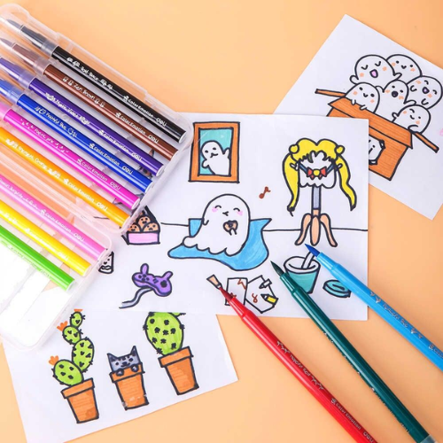 Washable Felt Pen 12 Color Brush Tip
