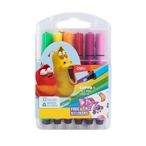 Deli Larva Felt Pen 12 Colors Washable