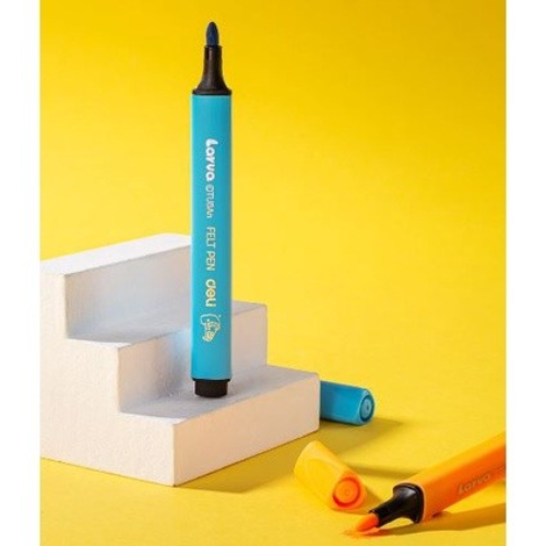 Deli Larva Felt Pen 12 Colors Washable