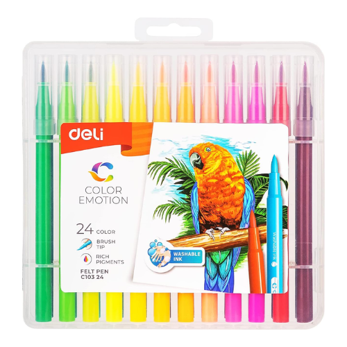 Washable Felt Pen 24 Color Brush Tip
