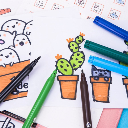 Sketch Pen 12 Color Pvc Bag Washable