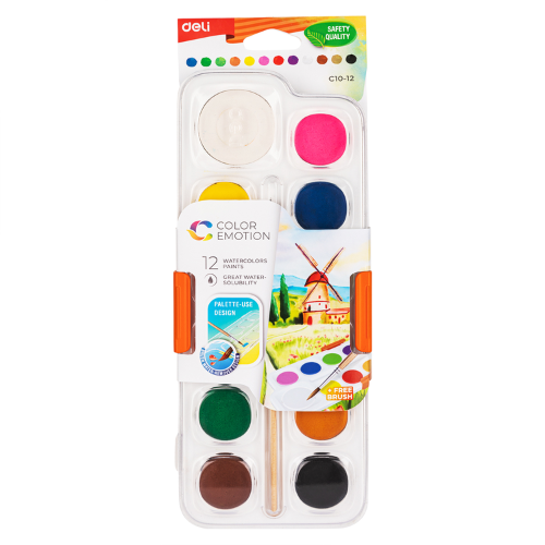 Water Color Cake Paint 12 Color+Brush