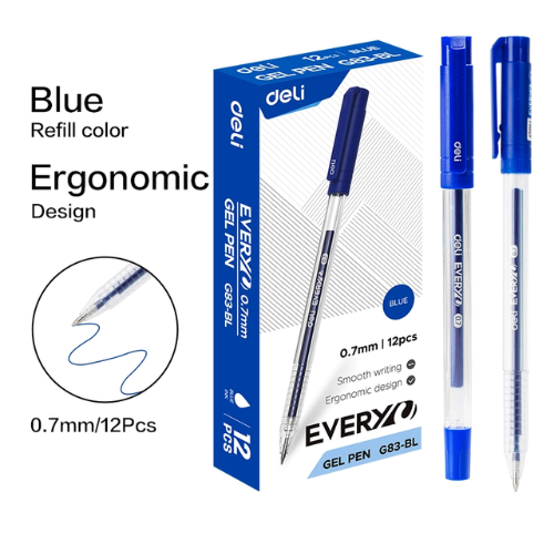 Deli Gelpen Bullet Tip 0.7mm Blue (1x12)