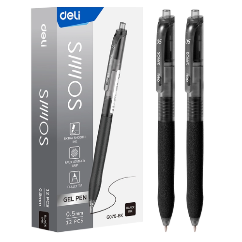 Retractable Soft Grip Gel Ink Pen 0.5mm (1x12)