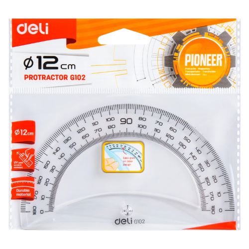 Protractor Easy Grab 12cm Transparent, 180Deg