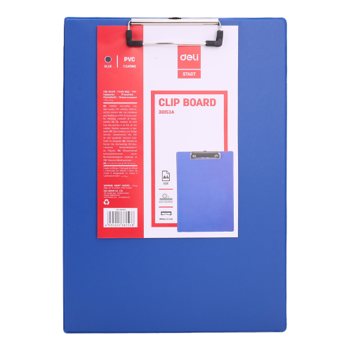 A4 PVC Single Sided Pressure Clipboard Blue