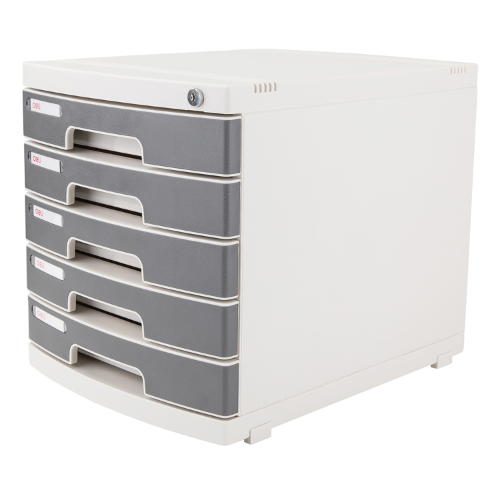 5-Drawer Cabinet With Lock (Pale Grey) Deli
