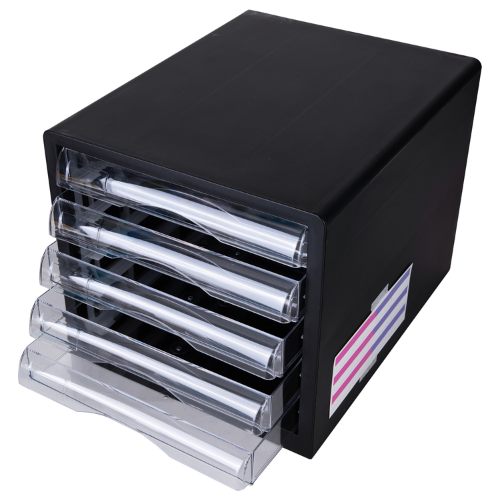 5 Drawer Cabinet Without Lock (Black & Grey) Deli