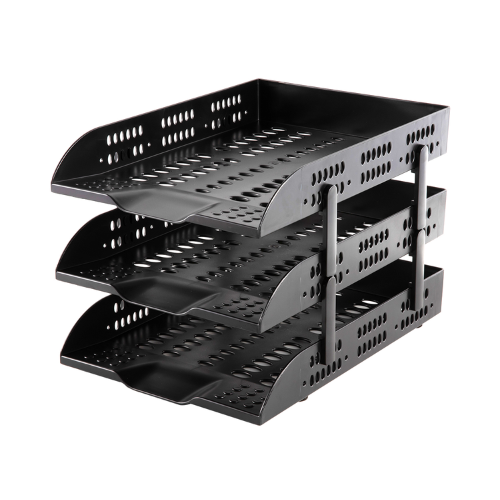 Deli PVC 3 Tier Document Tray(Black)