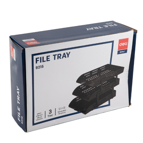 Deli PVC 3 Tier Document Tray(Black)