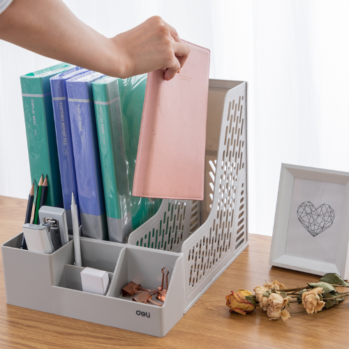 Magazine Rack 3pcs Attached W/organiser(Grey)