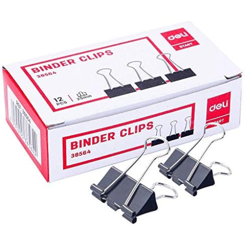 Black Binder Clips 25mm (1X12)