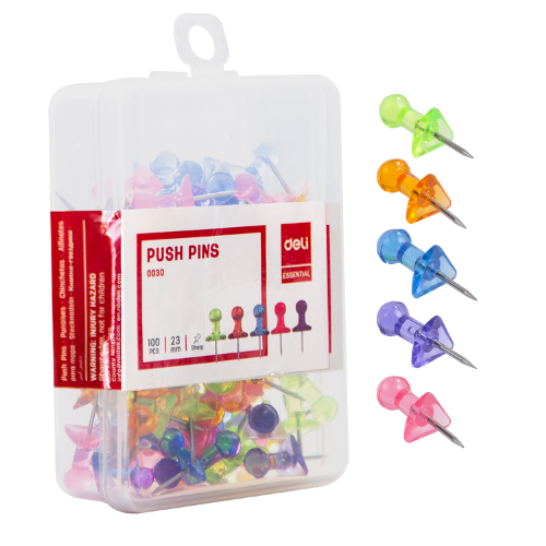Deli Transparent Color Push Pin (1x100)